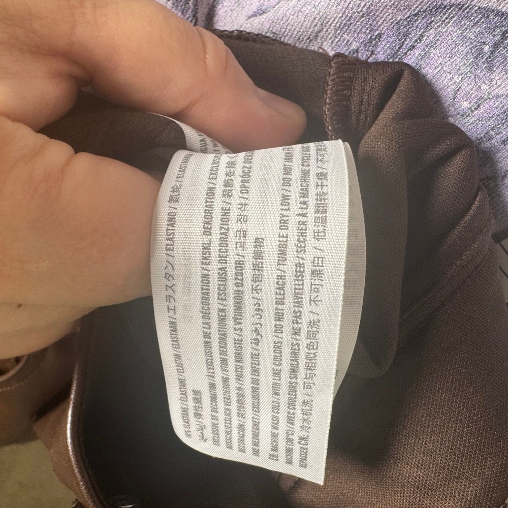 Abercrombie & Fitch Vegan Leather Pants Women 29 8S Brown 90s Straight High Rise - Picture 7 of 7